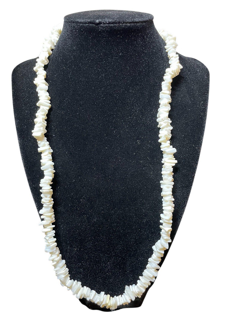 Natural White Agate Single Strand Heishi Flat Shell Necklace