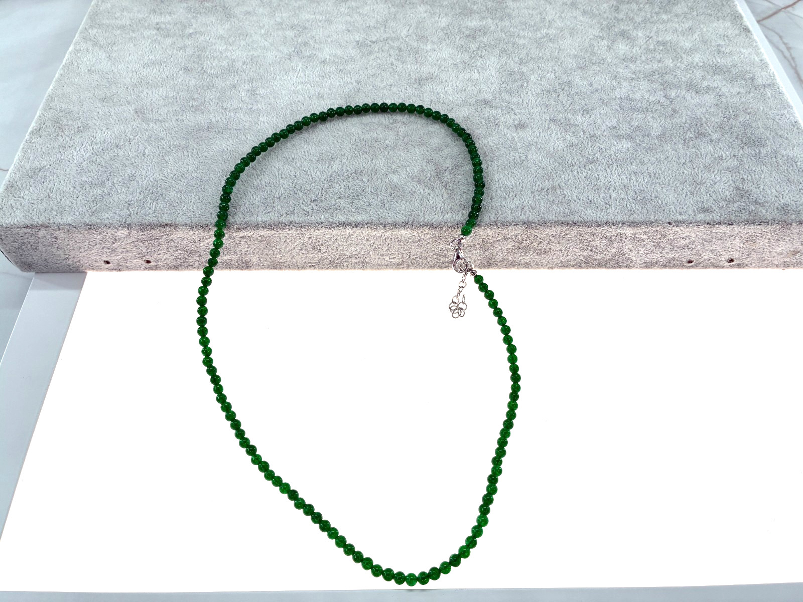 Nicky Butler 4mm Chalcedony Beaded Necklace Sterling Silver Adjusting Ball Bead