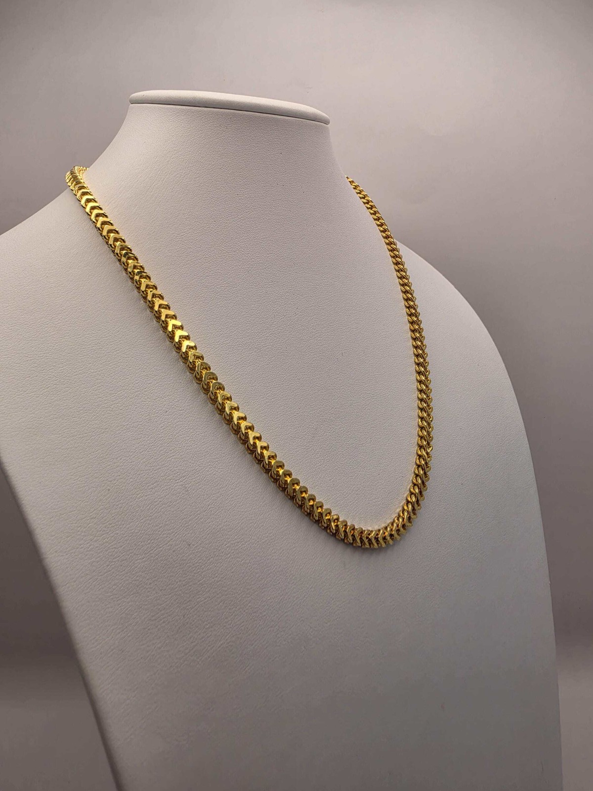 18K Gold Plated Franco Chain Necklace, Sterling Silver, 19″ 3.74mm, Mens Gold Ch