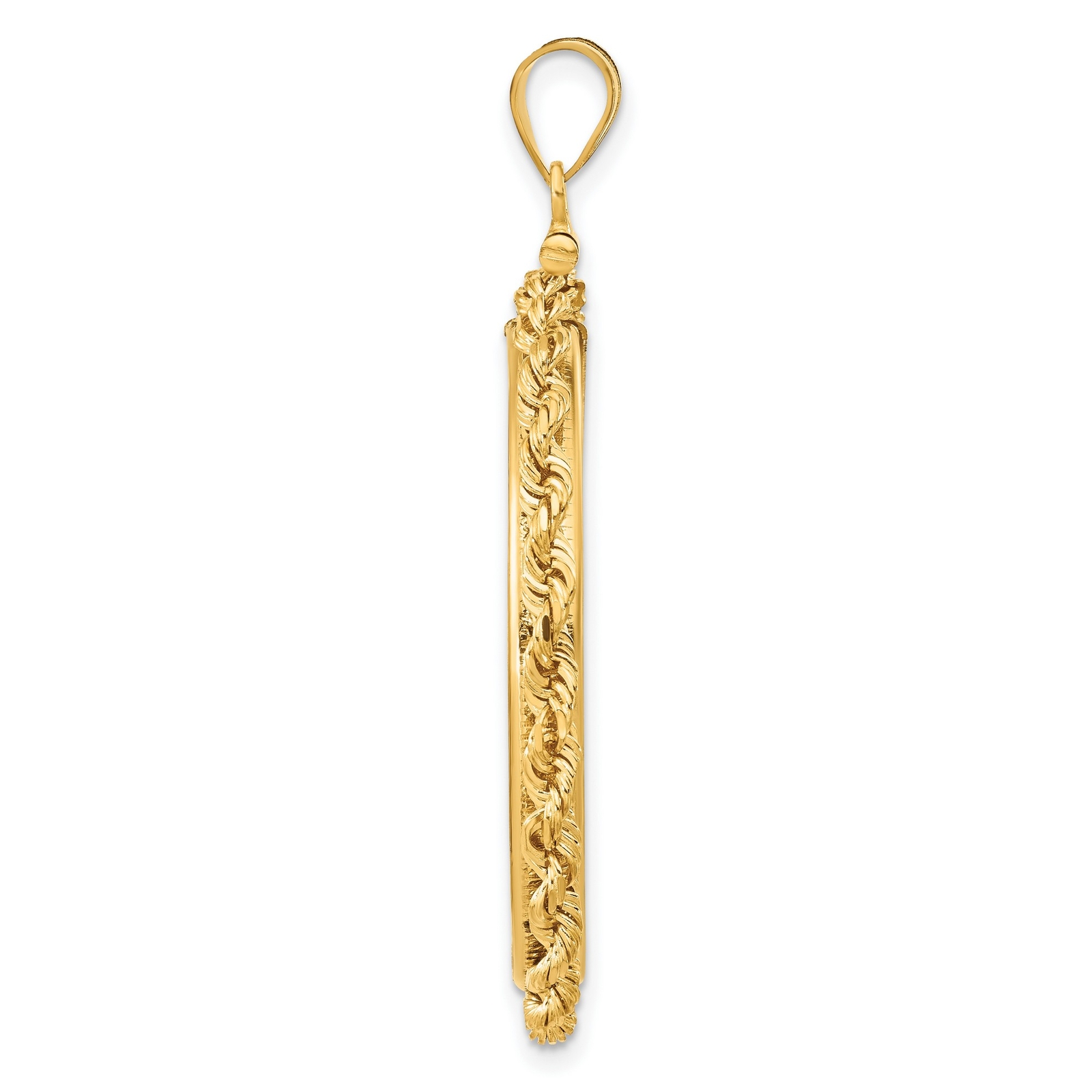 14k Yellow Gold Knotted Rope Screw Top 1 oz Australian Nugget Coin Bezel