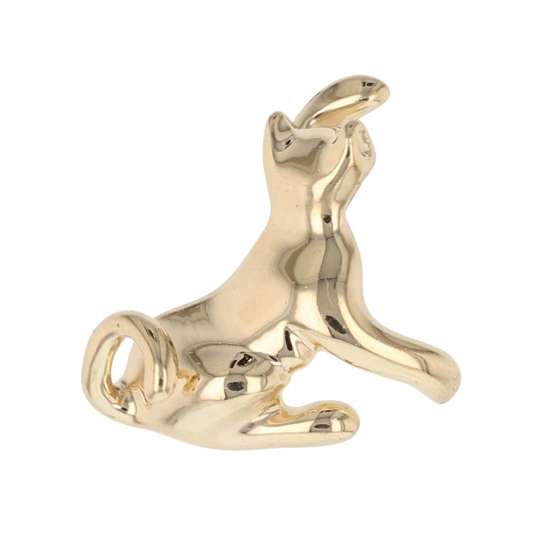 1″ Polished Playful Cat Pendant without Chain 14k Yellow Gold 7.60 Grams