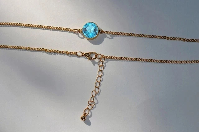 Women’s Pendant 1.22Ct Round Cut Lab-Created Blue Topaz 14K Yellow Gold Plated