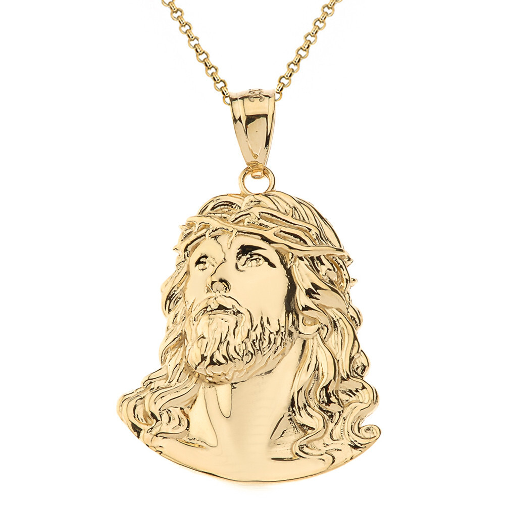 Jesus Christ Head Pendant Necklace S/M/L(Available in Yellow/Rose/White Gold)