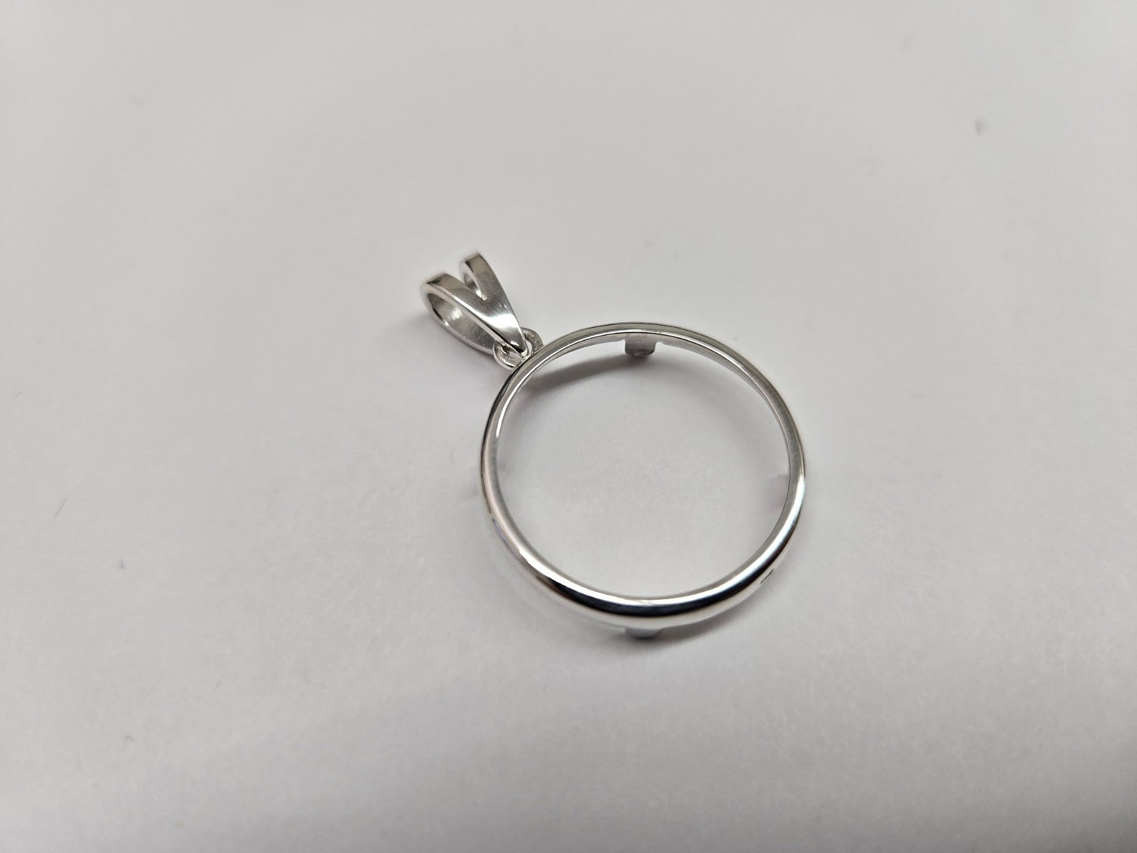 925 Sterling Silver Square Edge Nickel Coin Bezel Pendant 21mm Prong Back
