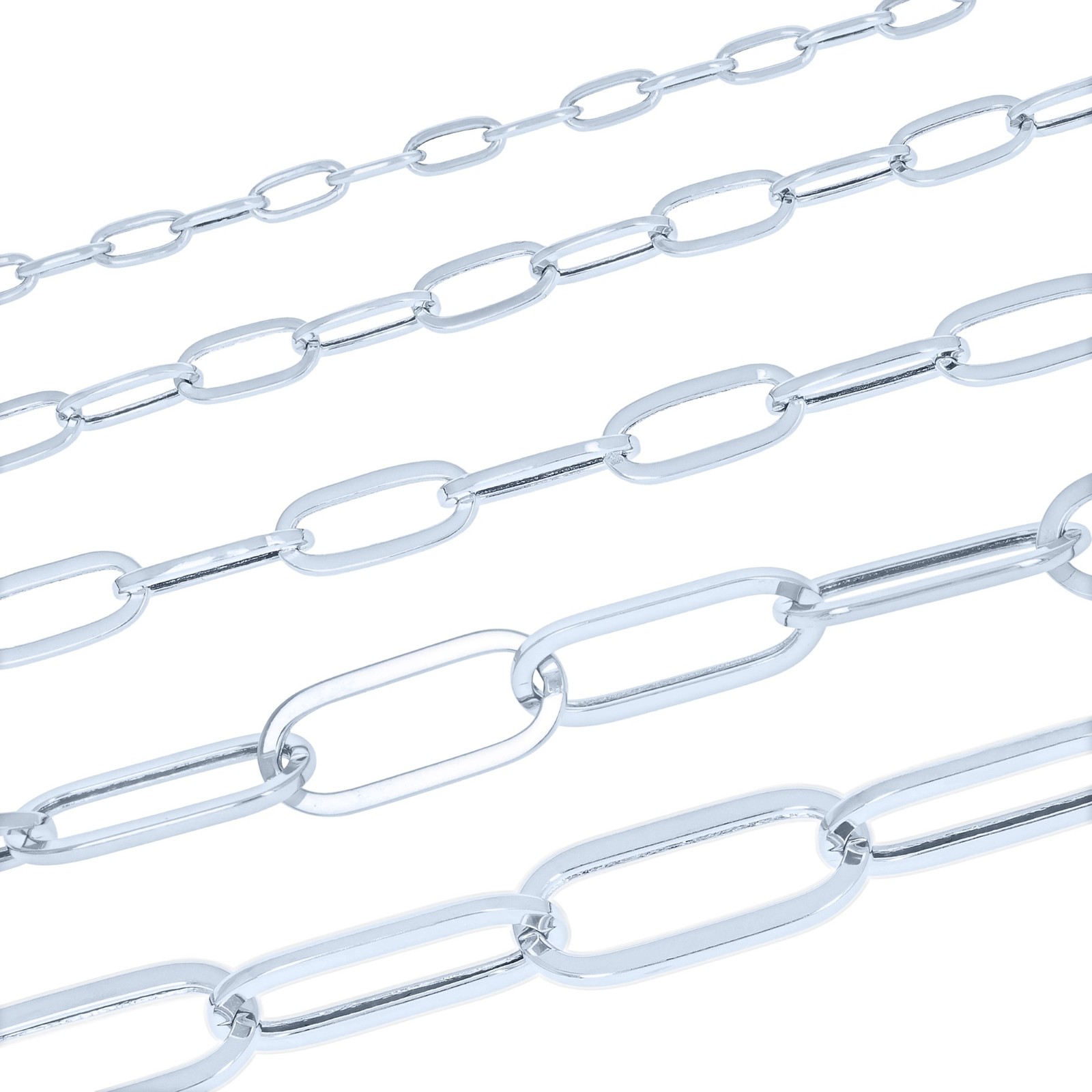 10k White Gold Paperclip 2mm-7mm Cable Chain Bracelet Necklace Mens Women 7″-24″