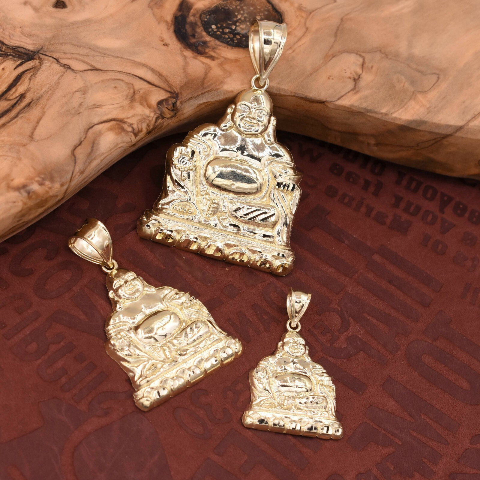 Happy Buddha Pendant Charm Real 10K Yellow Gold ALL SIZES