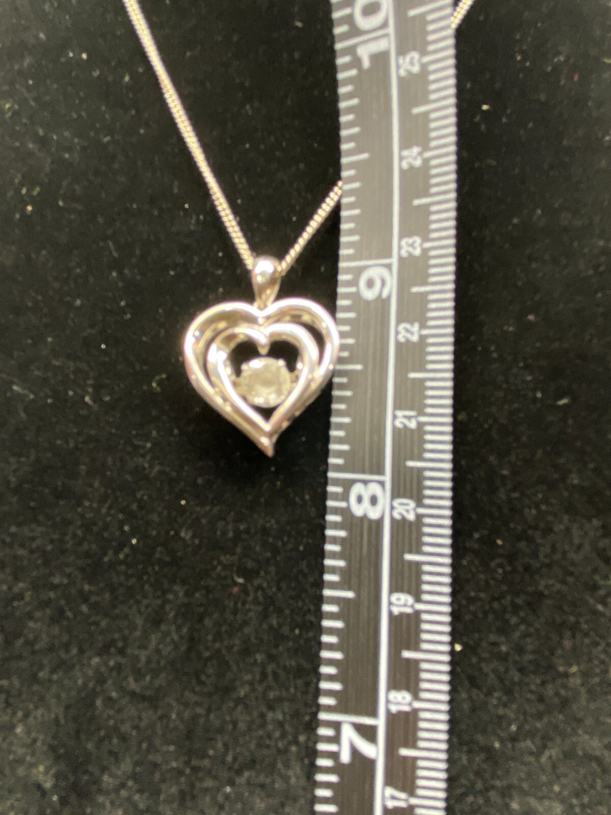 Sterling 925 Heart within a Heart 5 mm CZ 0.75 X 0.75 in Pendant, Charm