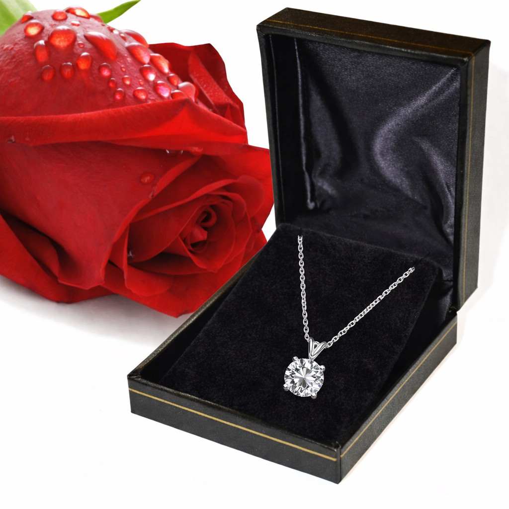 2 Ct Round Brilliant Cut GRA MOISSANITE 16+2 Solid 14k White Gold Necklace GIFT