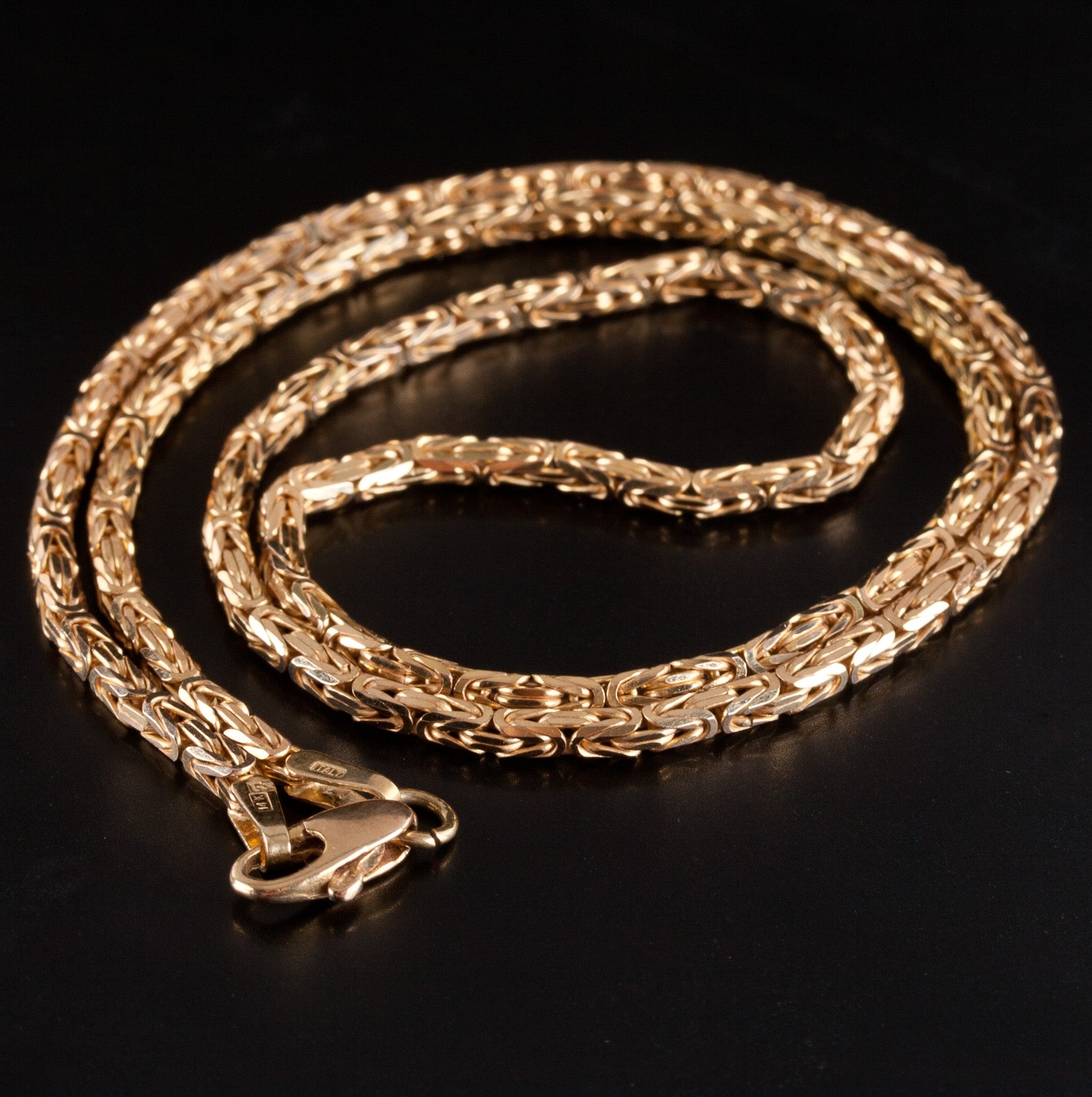 14k Yellow Gold Italian Byzantine Style Chain Necklace 11g 16″ Length 2mm Width