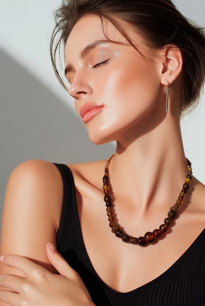 Boho Necklace Featuring Brown Glass Beads in Various Shapes – Folden Handmade