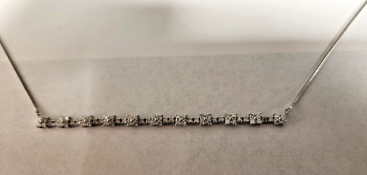 14k white gold diamond bar necklace 1.00 carat t.w.