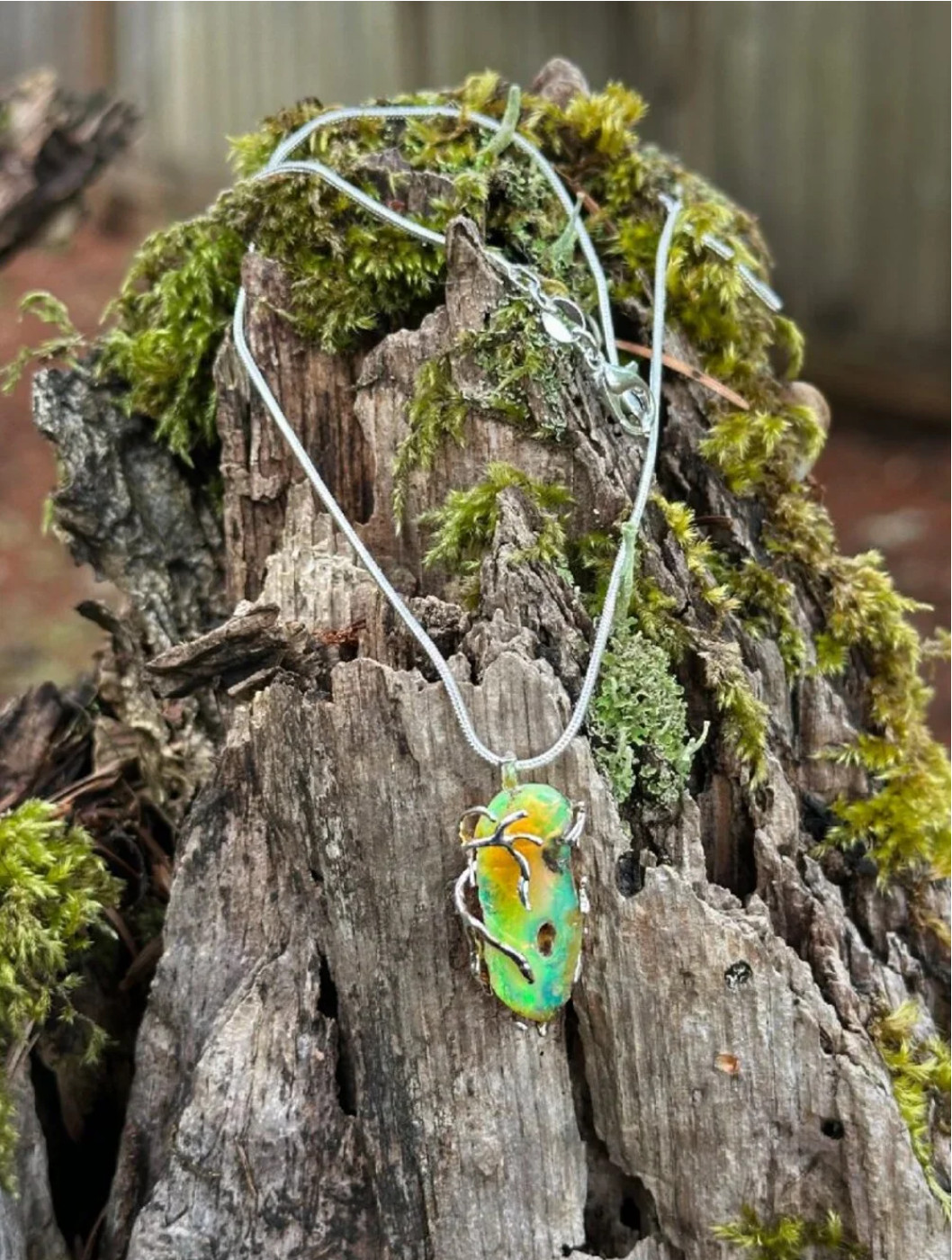 Opal Silver Woods Bohemian Necklace