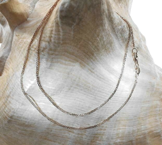 0.9MM SOLID 14K WHITE GOLD DIAMOND CUT SPIGA SQUARE WHEAT CHAIN NECKLACE 16-24″