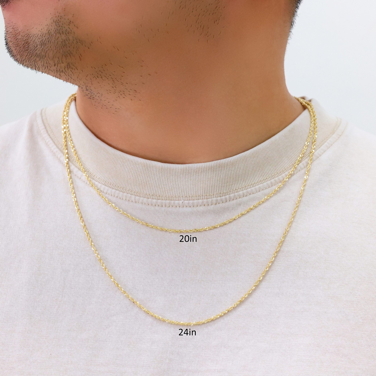 10K Yellow Gold 2mm Rope Chain Laser Diamond Cut Necklace Mens Womens 16″- 30″
