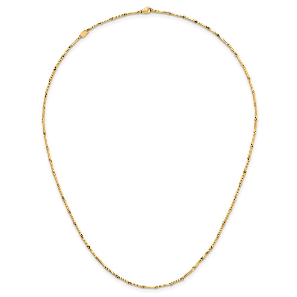 14k Yellow Gold Polished Bar Link Necklace 18″ Gift for Women