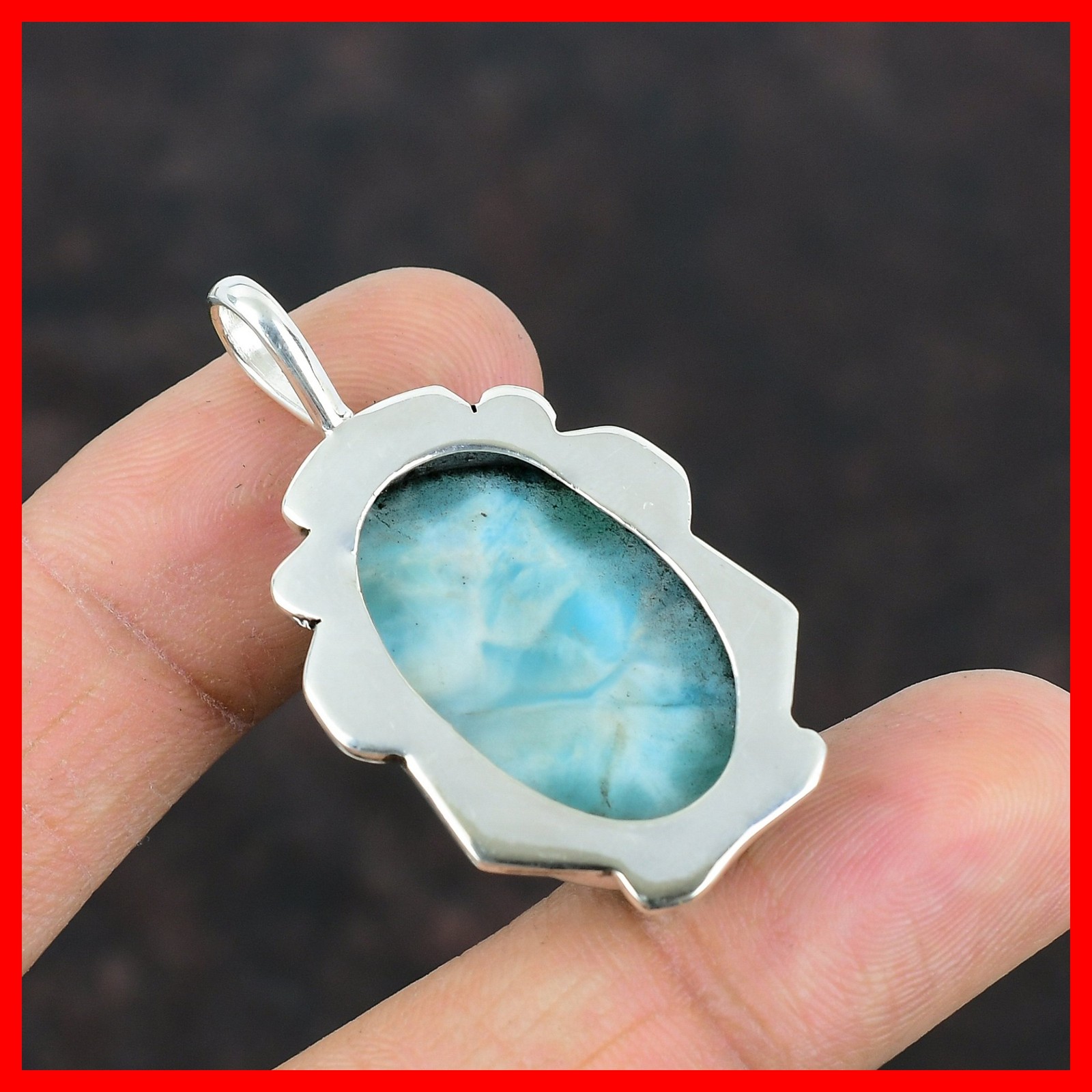 Throat Chakra Larimar Gemstone 925 Silver Engagement New Sister Birthday Pendant