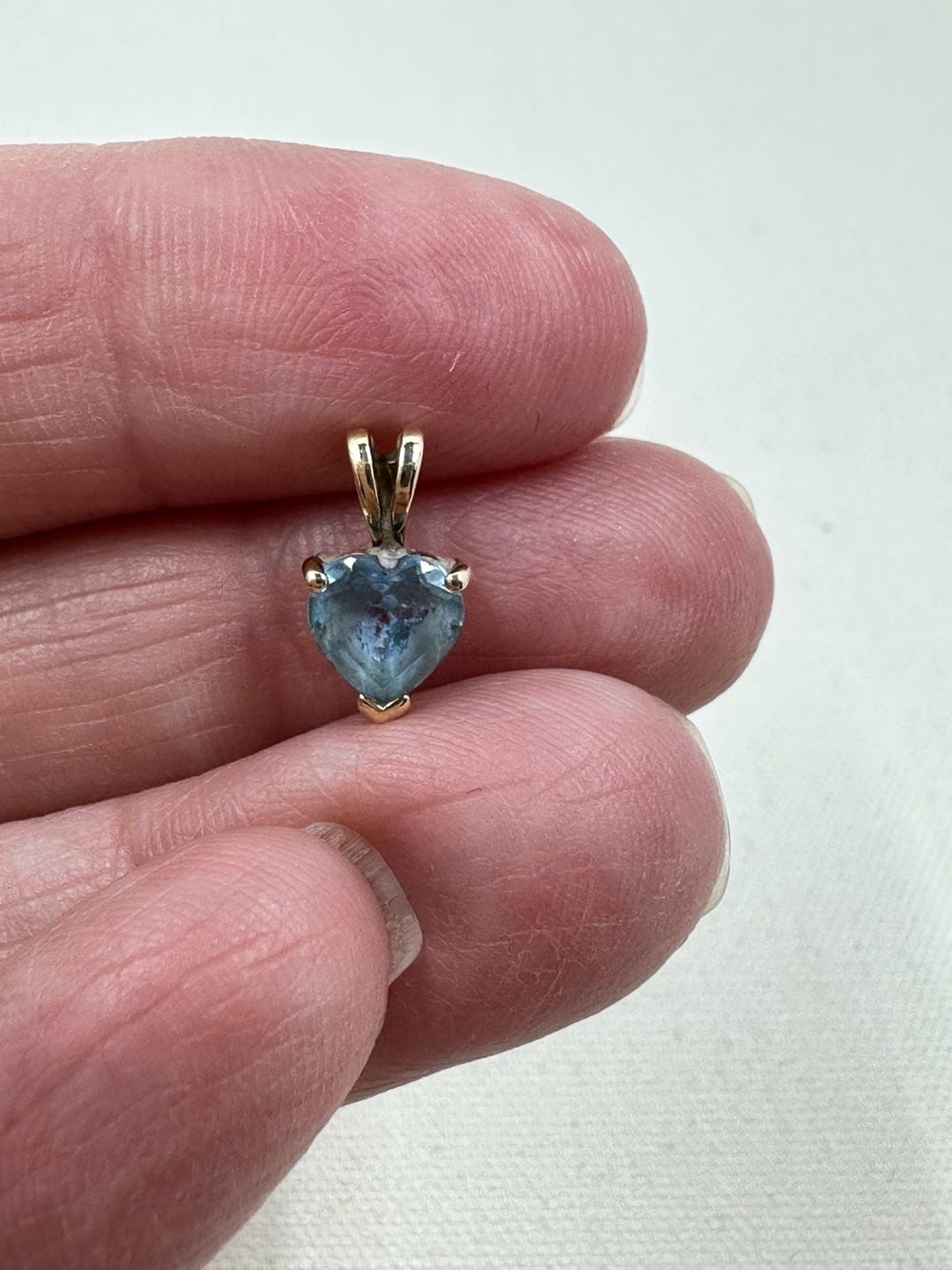 14K Yellow Gold Heart-Shaped Blue Topaz Pendant