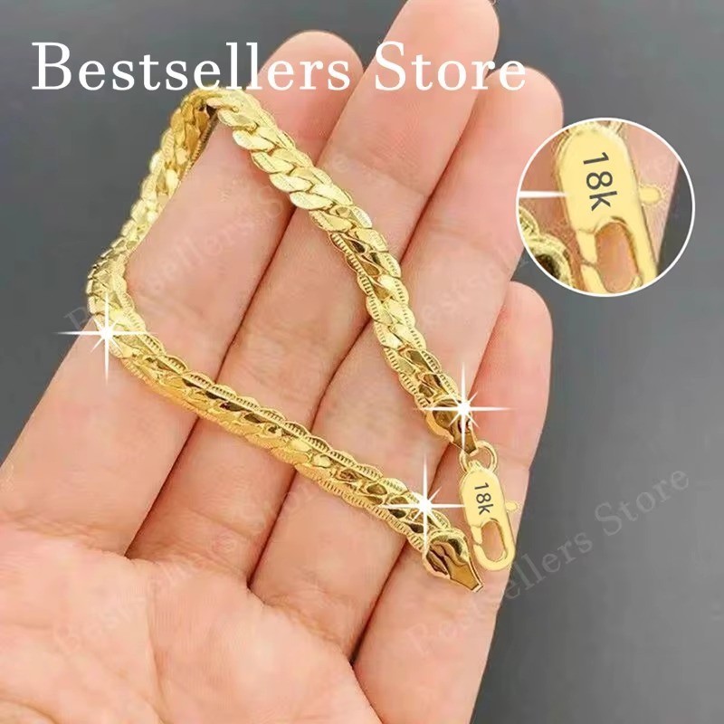925 Sterling Silver, 18K Gold, 5Mm Embossed Bracelet – Fashionable for Men and W