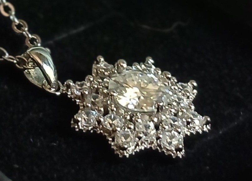 Real Moissanite Necklace Pendant, Certified 1.0CT. Tested GRA certificate Incl.