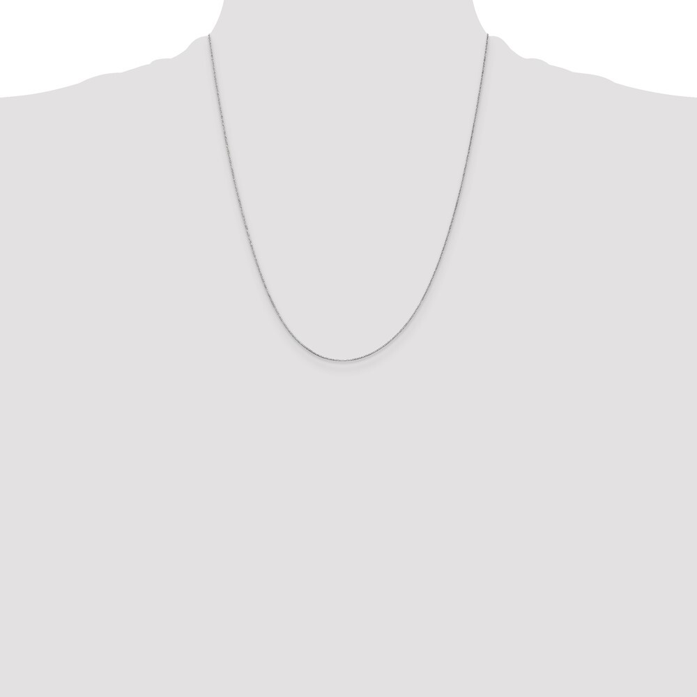 14k White Gold 0.5mm Box Chain Necklace 22″ with Spring Ring Clasp 1.22g