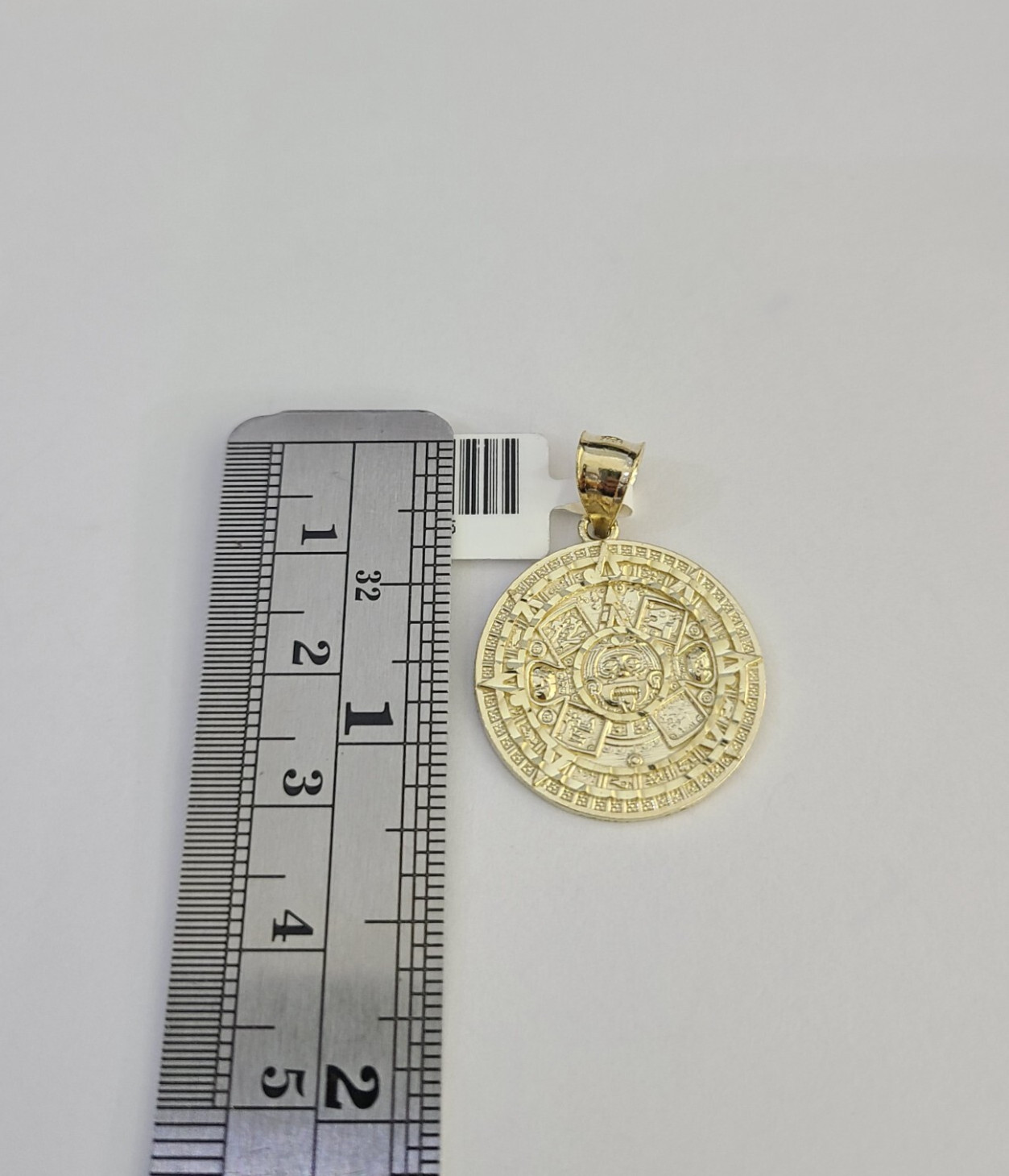 Real 10kt Mayan Calendar Charm Pendant Aztec Round Yellow Gold