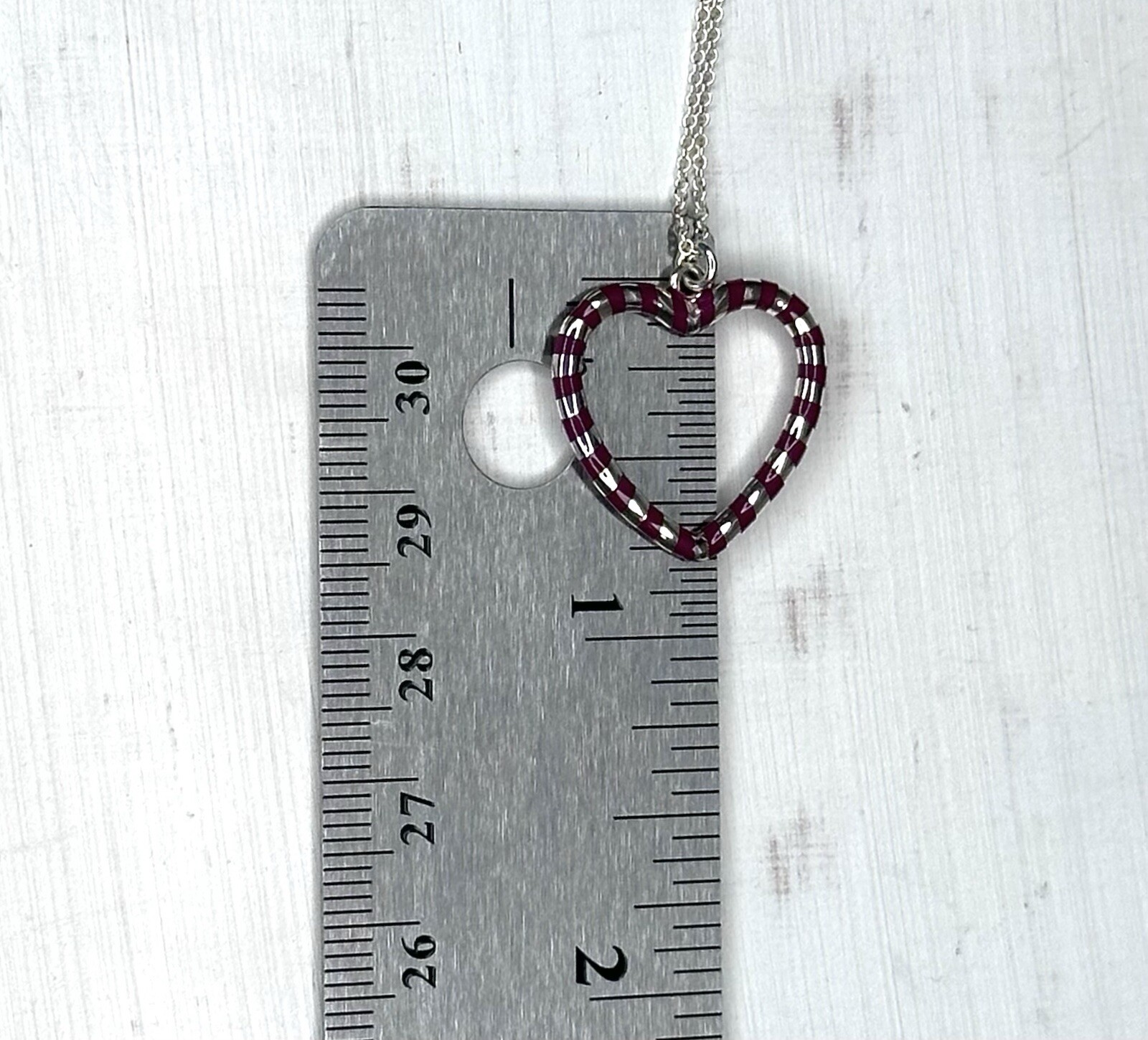 Tiffany & Co Paloma Picasso Enamel Stripe/925 Sterling Silver Heart 18 “Necklace