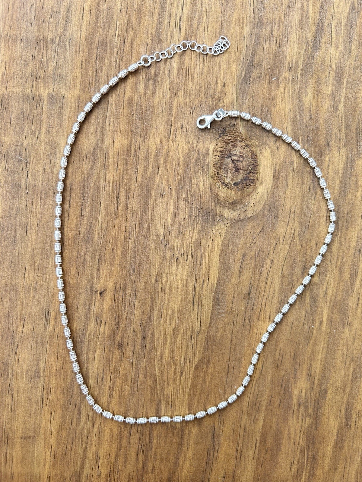 925 Sterling Silver Italy Bead Ball Chain Necklace Viking Link Design 18’’ 8.4g