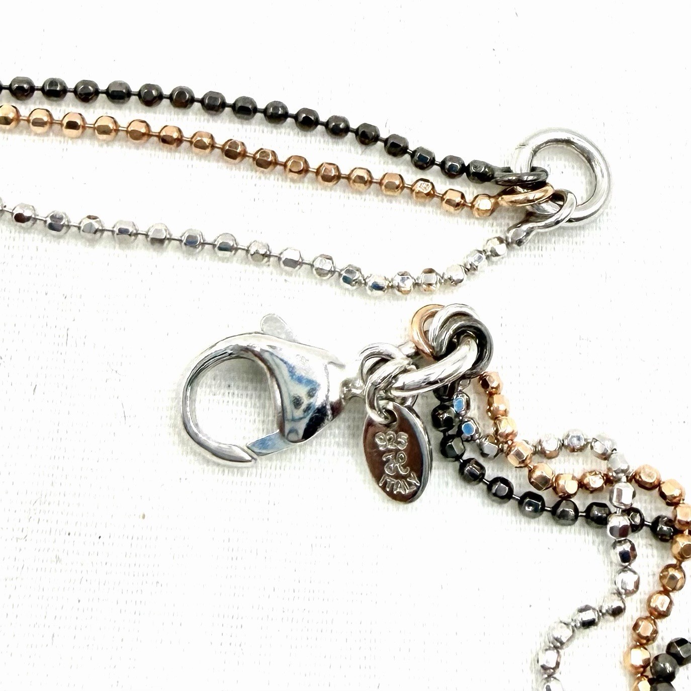 Honora Pearl Ming Triple Strand Chain Sterling Silver Rose Gold Black
