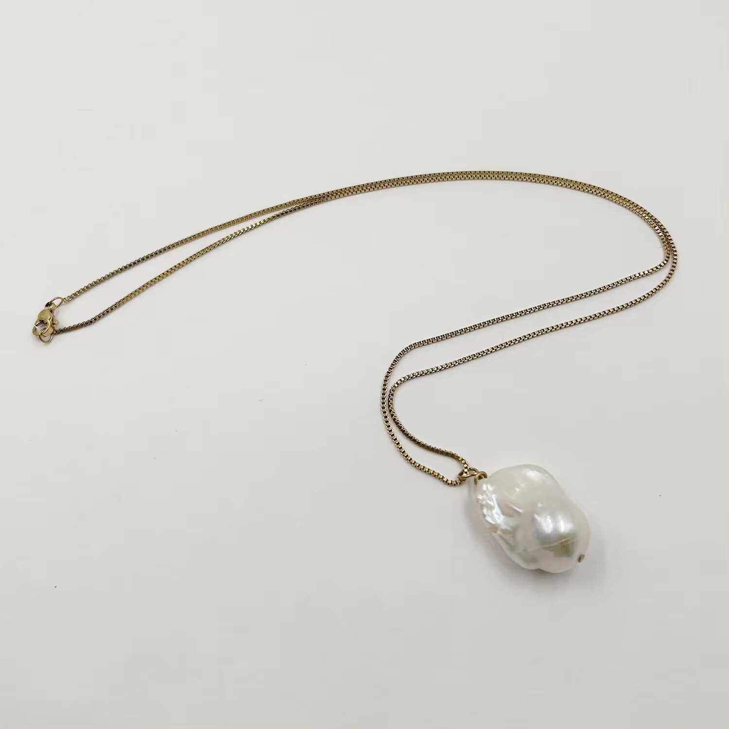 Cultured Baroque Pearl 18k Plated Box Chain Necklace in Gift Box – Real Pearls