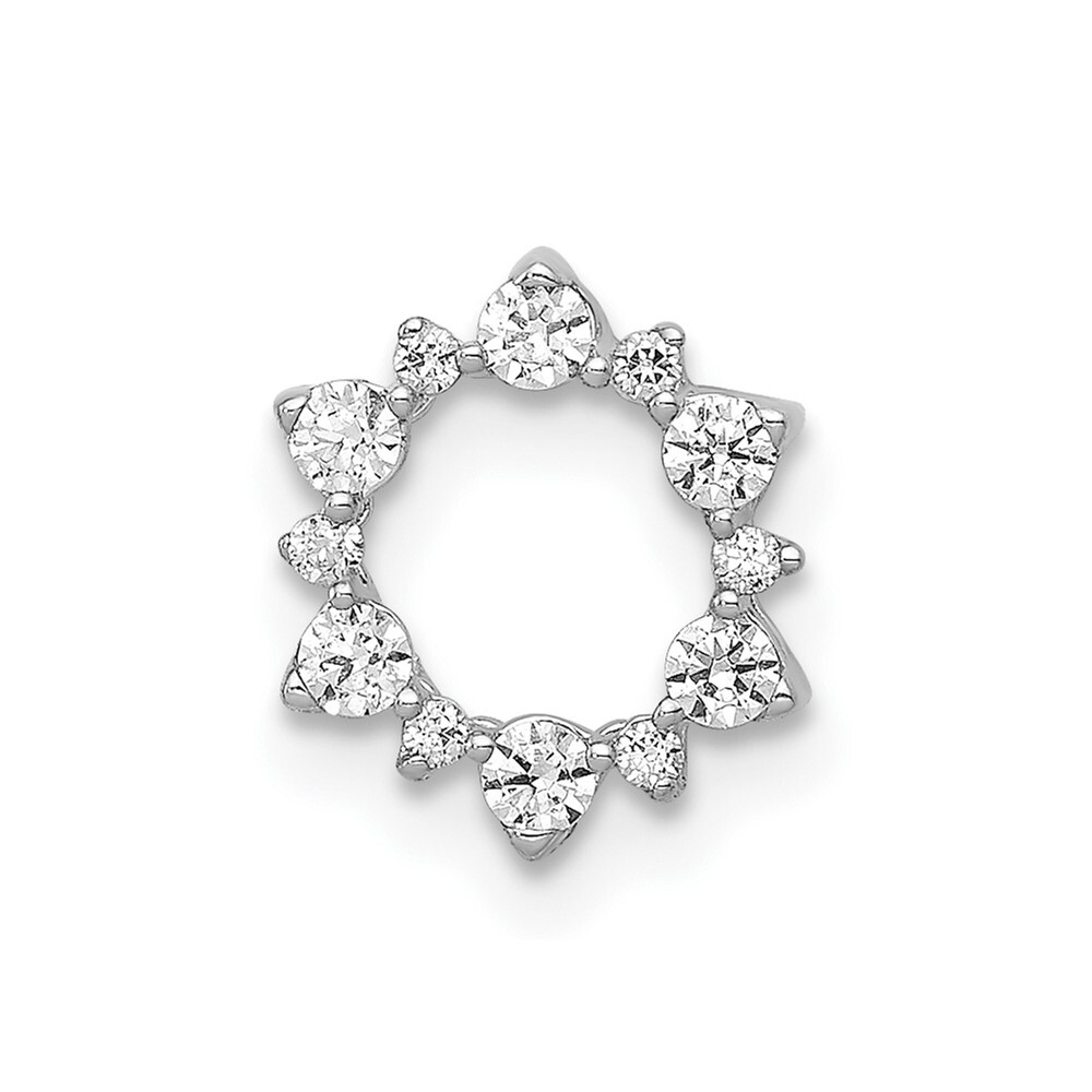 10k White Gold Diamond Fancy Circle Chain Slide Gift for Mother
