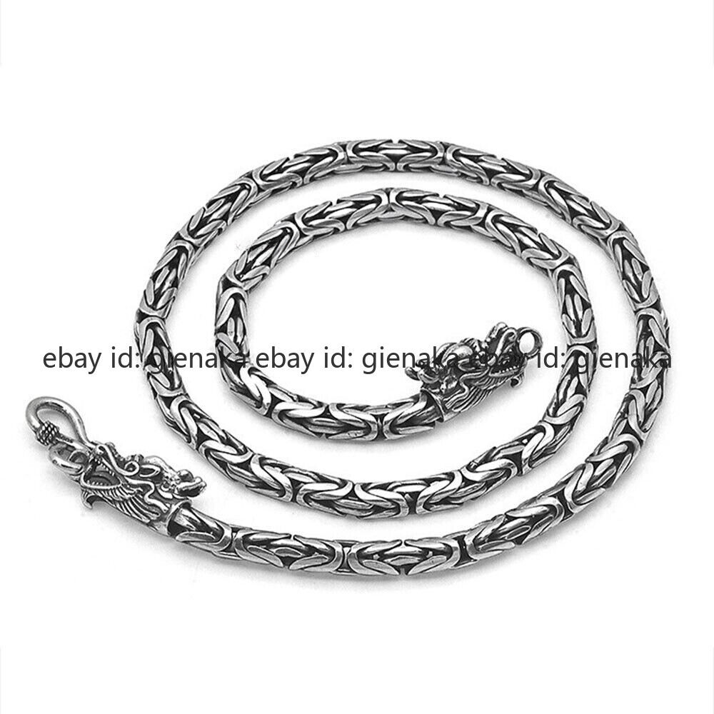Pure S925 Sterling Silver Chain Men Women 4-7mm Byzantine Link Necklace 18-30in