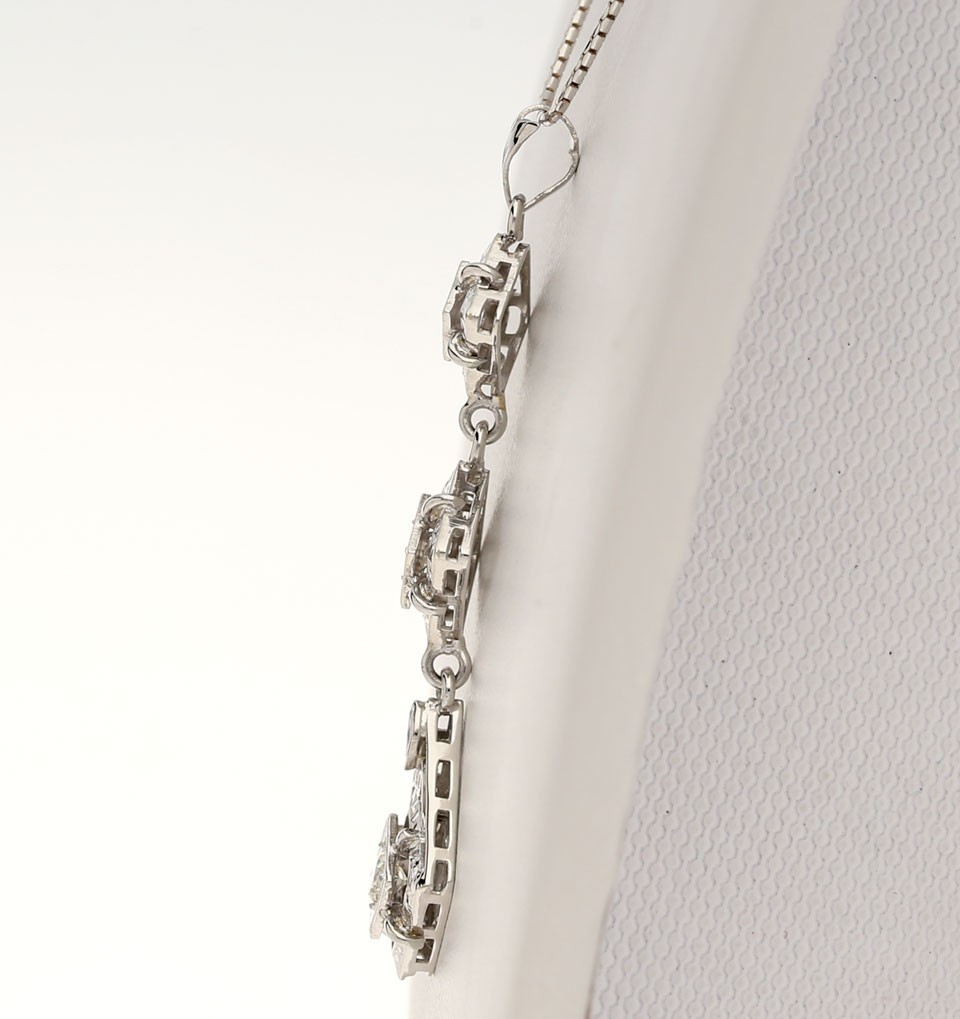 Natural Diamond Sapphire 18K Lavalier Pendant Necklace .35CT 14K WG 16”Chain