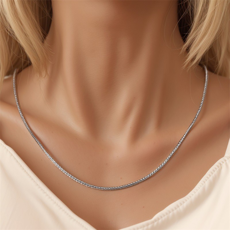 KUNSIR 925 Sterling Silver Chain Necklace For Women Men Choker 20″-Adjustable