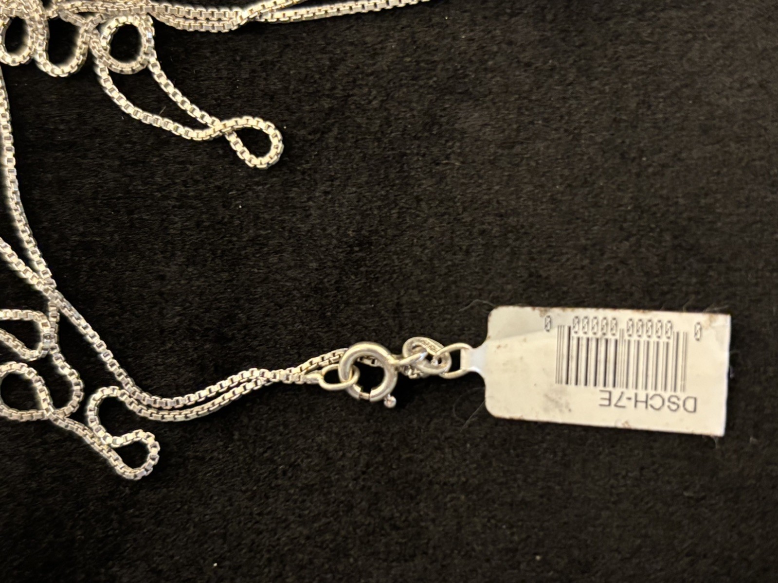 24 Sterling Silver 1mm Chain with Sterling Box Mounted Pale Blue Stone..925