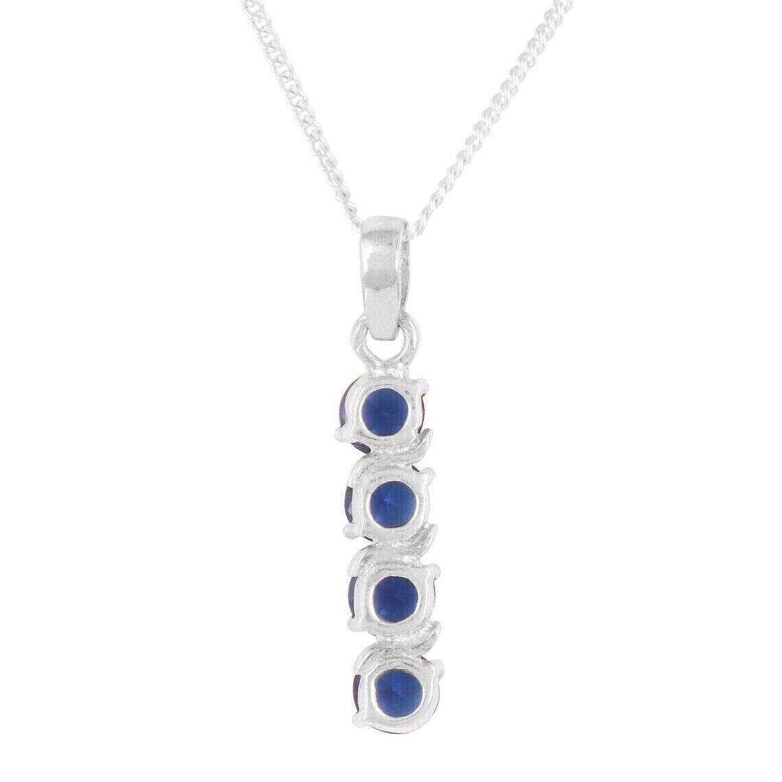 2Ct Round Cut Lab-Created Blue Sapphire Pendant 14k White Gold Plated Silver