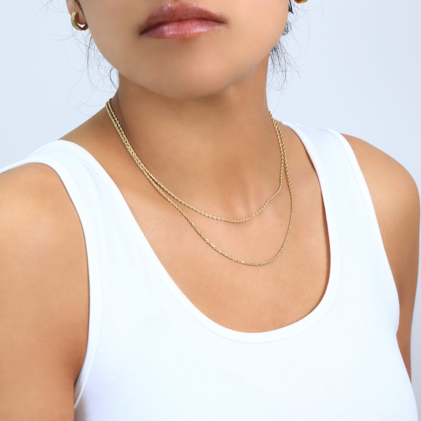 10K Yellow Gold 1.5mm Thin Diamond Cut Rope Chain Pendant Necklace Women 16″-24″