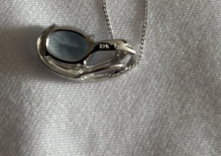 Blue Topaz Pendant Necklace 9ct White Gold 375