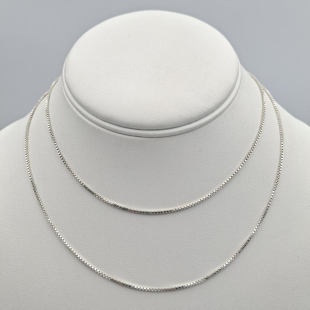 IBB 30″ Long 925 Sterling Silver 1mm Thick Polished Box Link Chain Necklace