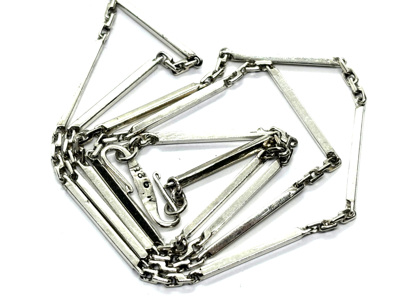 Vintage Modernist Bar Link Design Sterling Silver Necklace 24” 20.4 grams