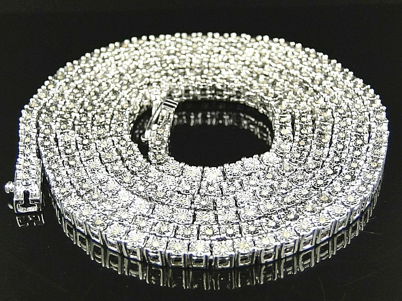 Men’s Necklace Sterling Silver with Natural Diamonds in Sterling Silver 34 In