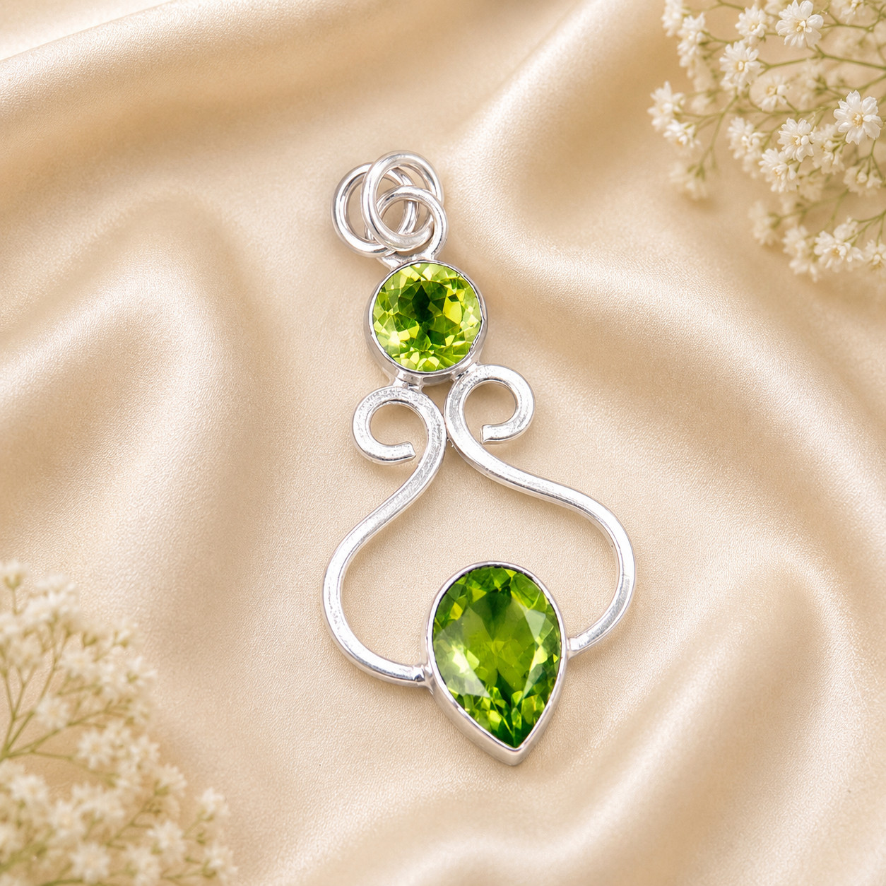Peridot Gemstone 925 Sterling Silver Pear Cut Pendent 1.60″ Gift For Women