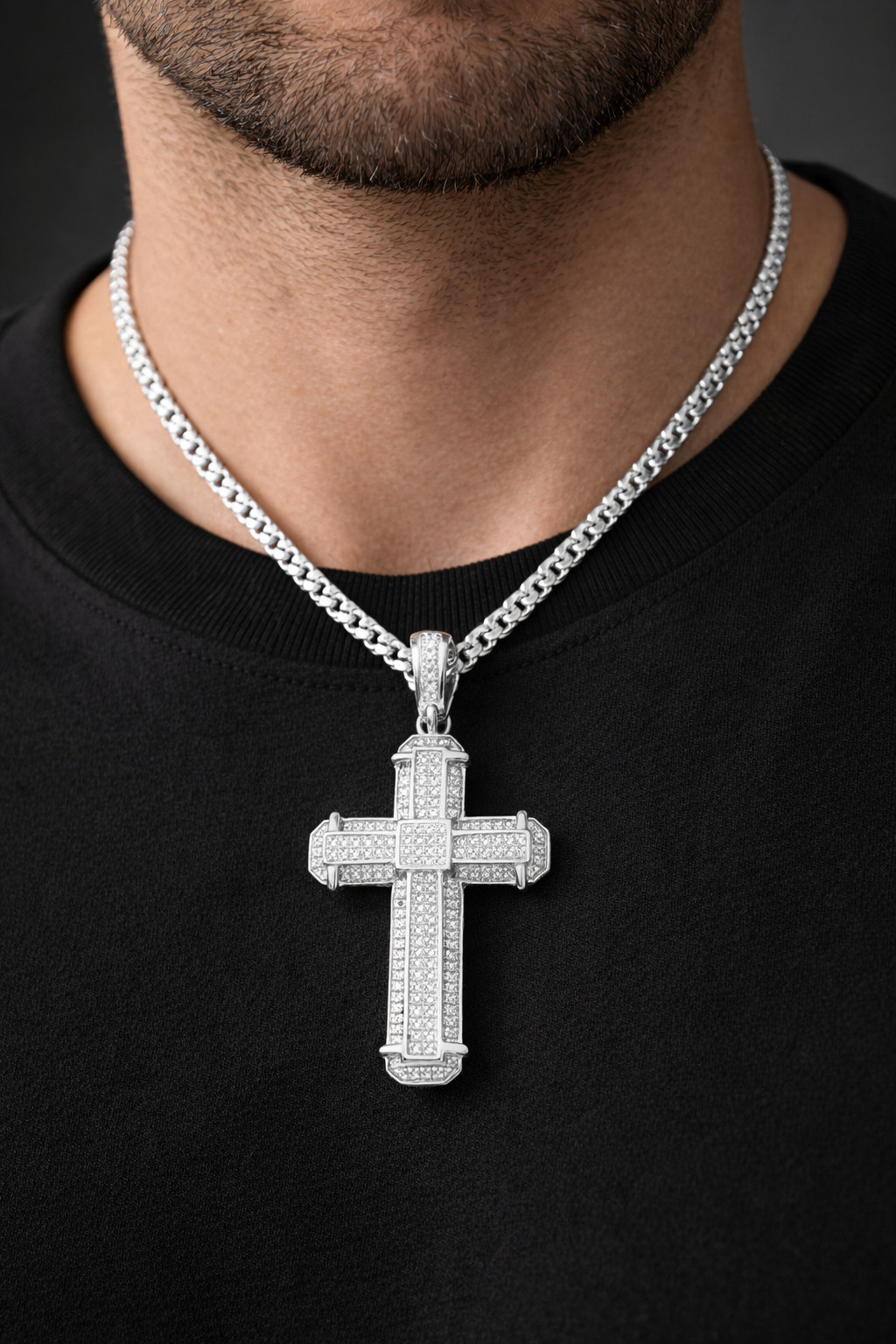 Men’s 10k Yellow Gold Genuine Diamond Religious Cross Charm Pendant 0.50 CT 2″
