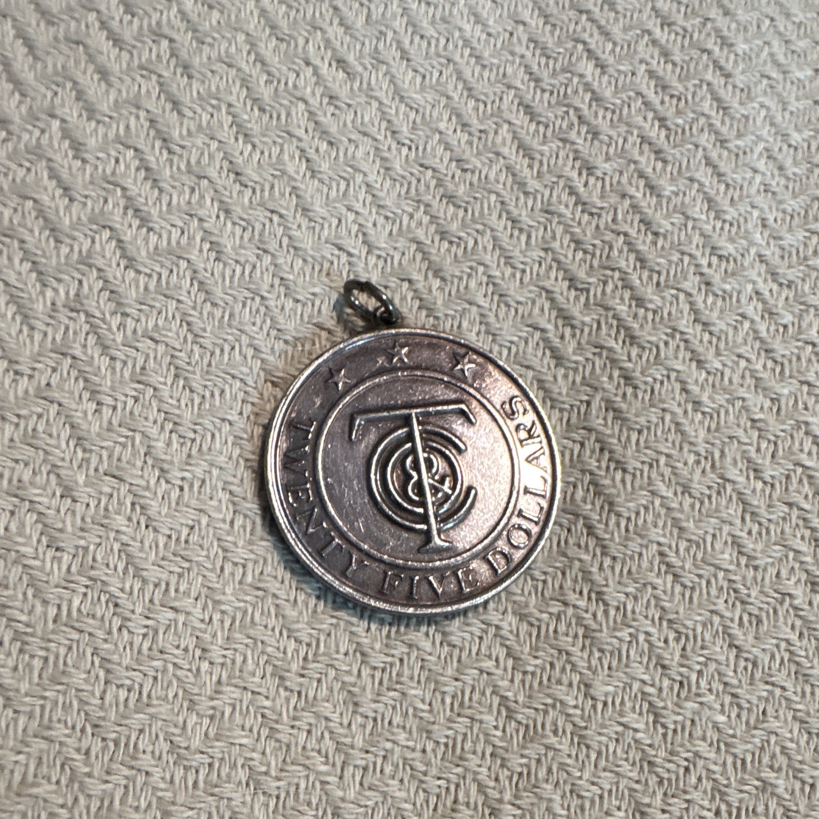 Tiffany & Co. Sterling Silver 925 Round Signed Logo Charm Pendant