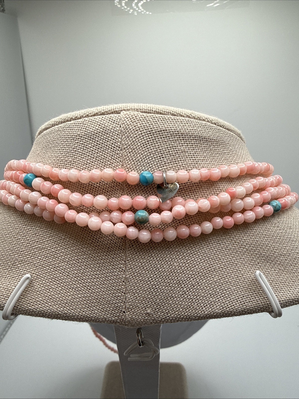 Jay King Super Long 96” 8ft Long Angel Skin Coral & Turquoise 925 Bead Necklace