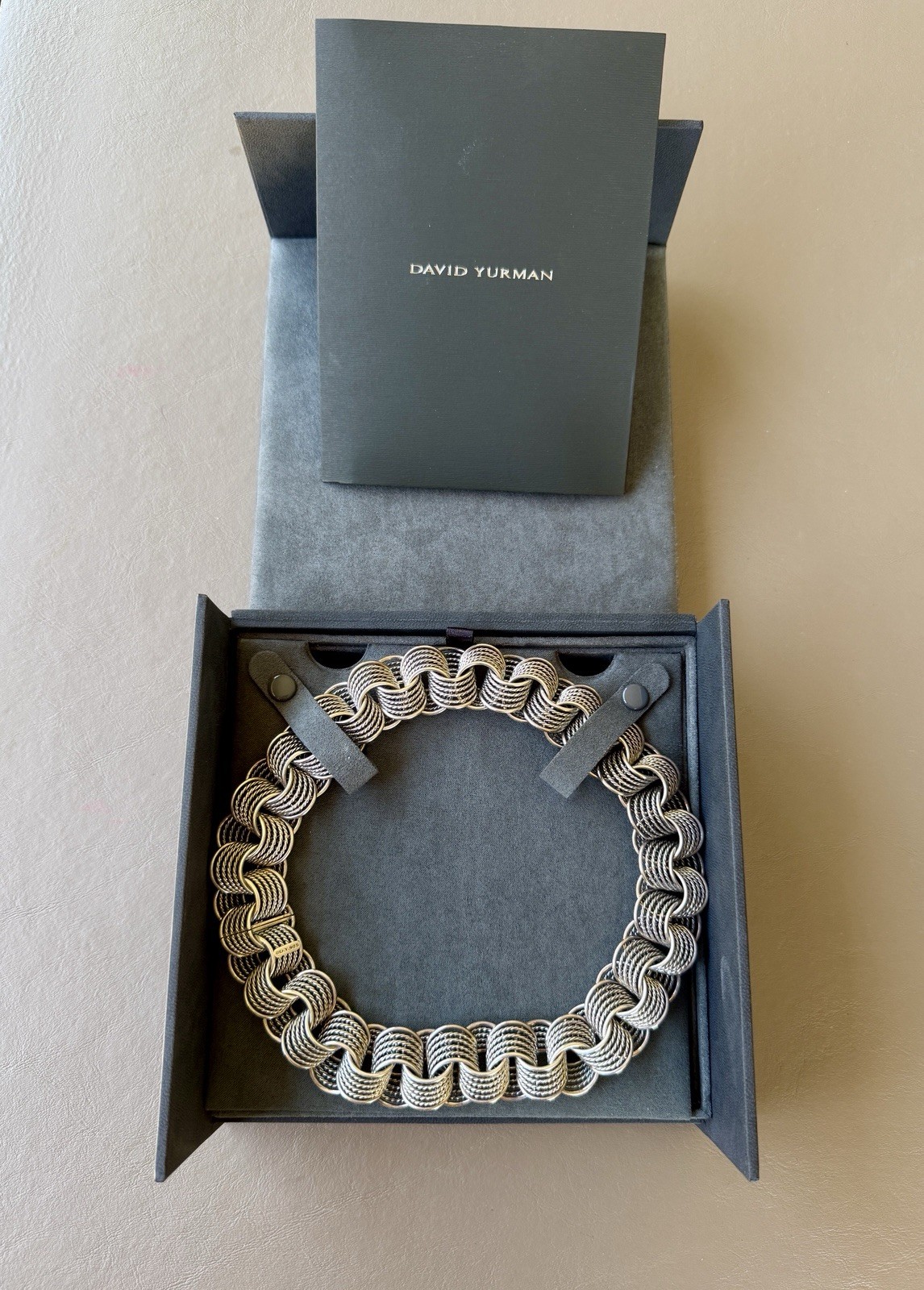 David Yurman Origami Chain Link Necklace Sterling Silver Original Box 18” 188gr