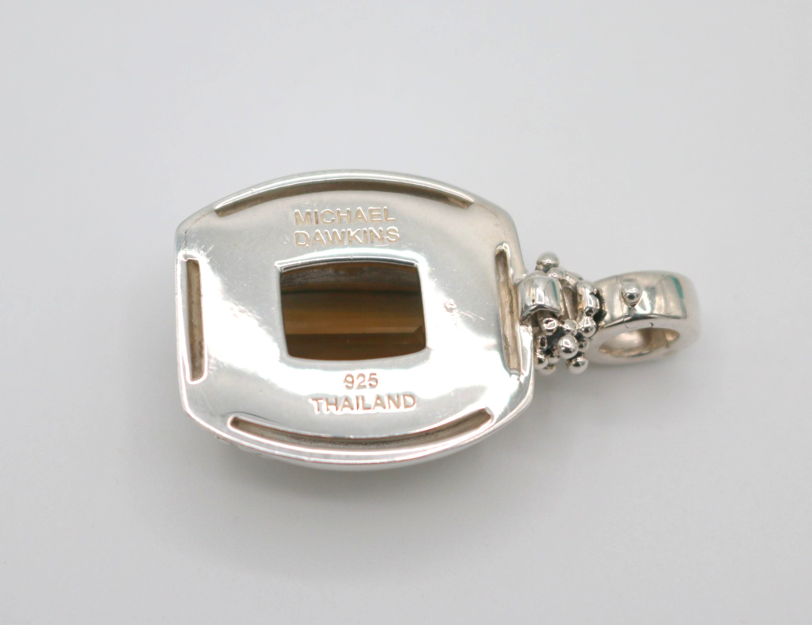 Michael Dawkins Sterling Silver 925 Citrine Rectangle Pendant Enhancer 18.28g