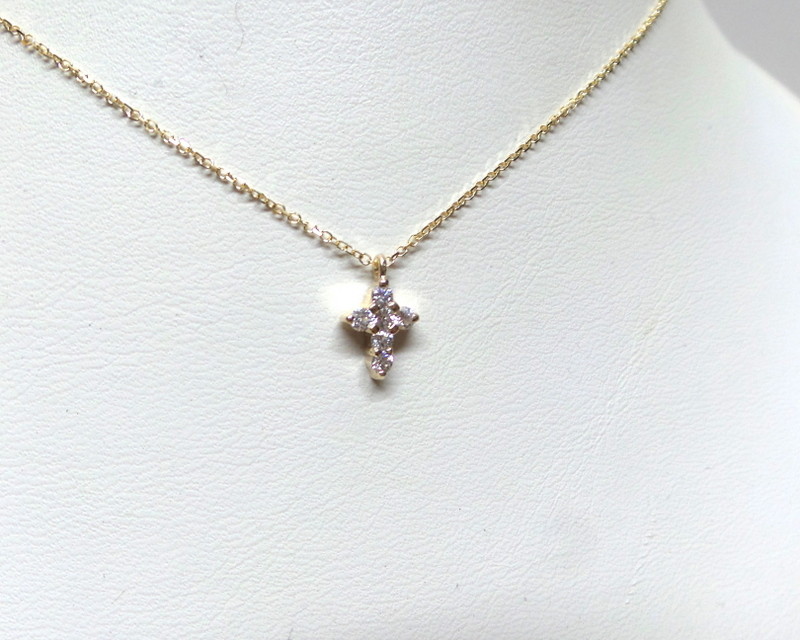 DIAMOND CROSS 14k YELLOW GOLD 0.16 CT DIAMONDS SMALL CROSS SI1 CLARITY G COLOR
