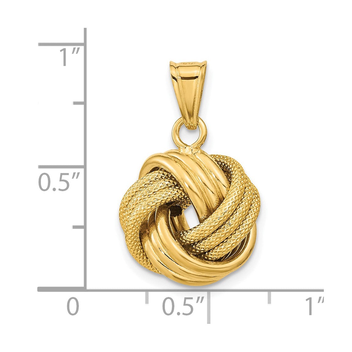 10K Yellow Gold Polished Textured Love Knot Pendant