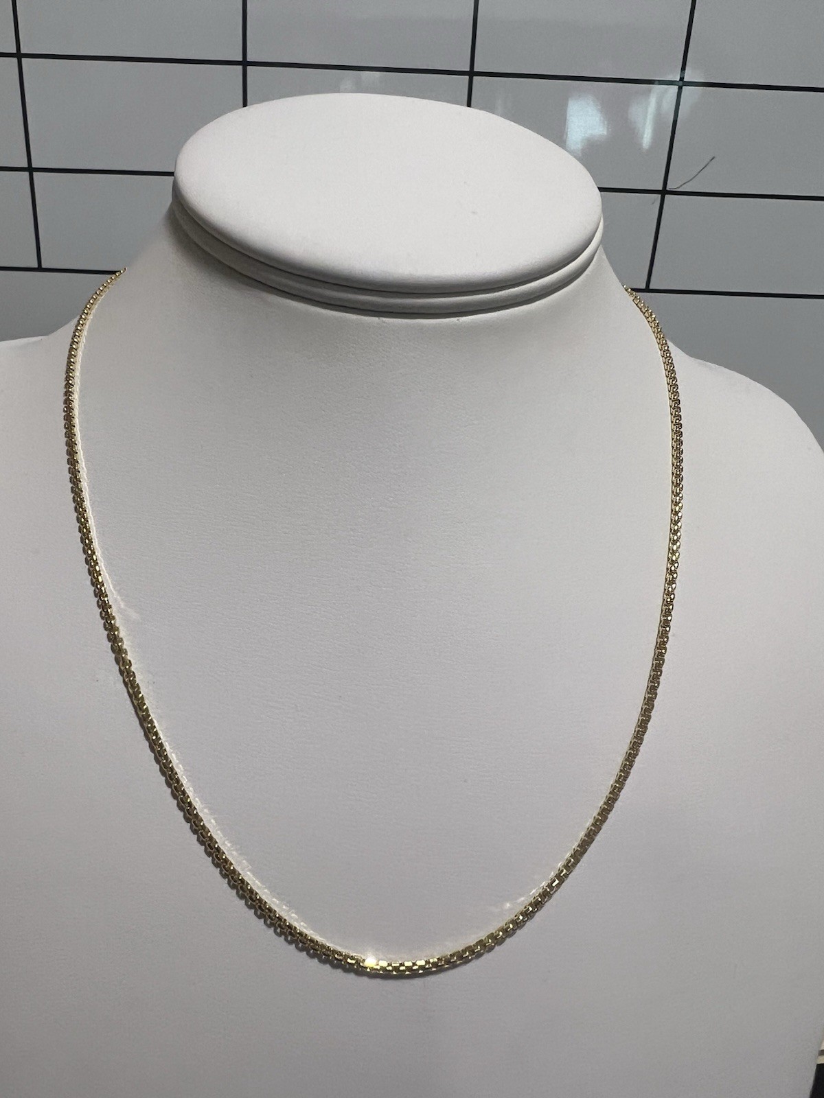 14k Yellow Gold Rounded Box 1.8mm Chain 18” Necklace “Made In Italy” BRAND NEW!