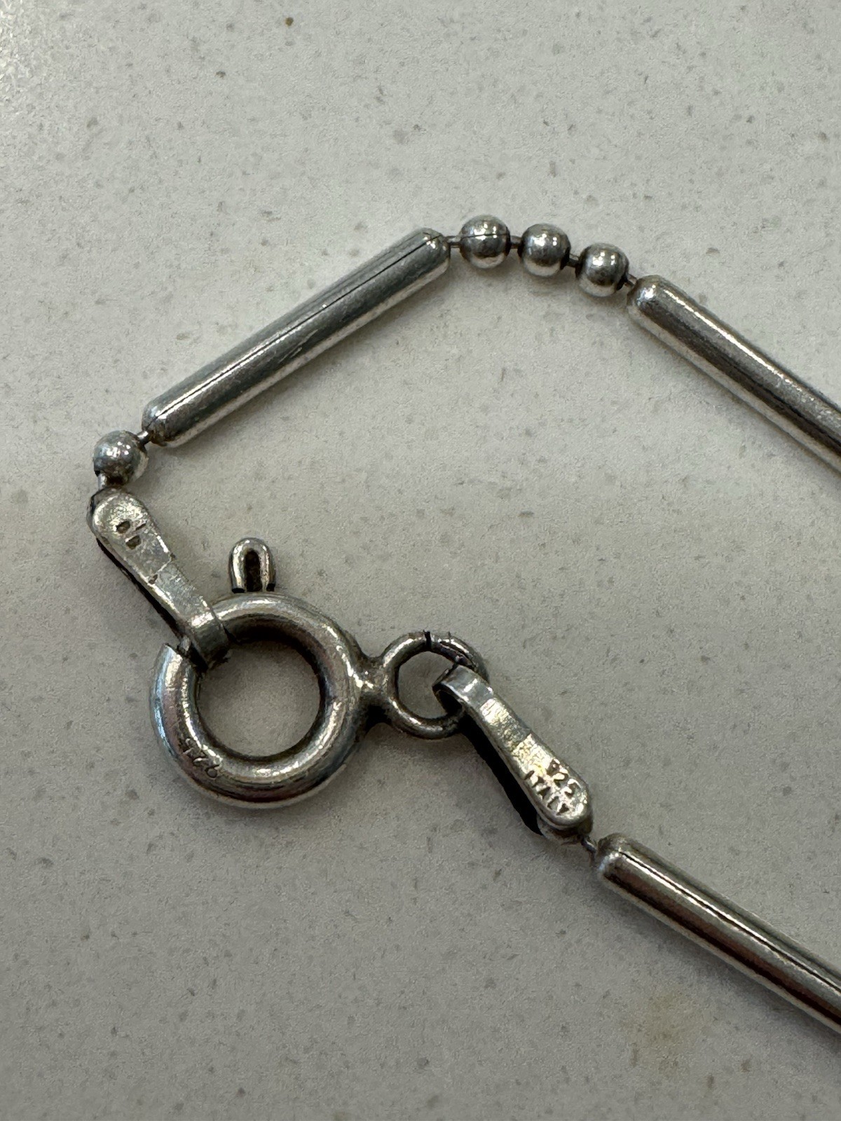 Sterling Silver 925 Bar Link Chain Necklace. Made In Italy. 24 Inch. 4.93 Grams